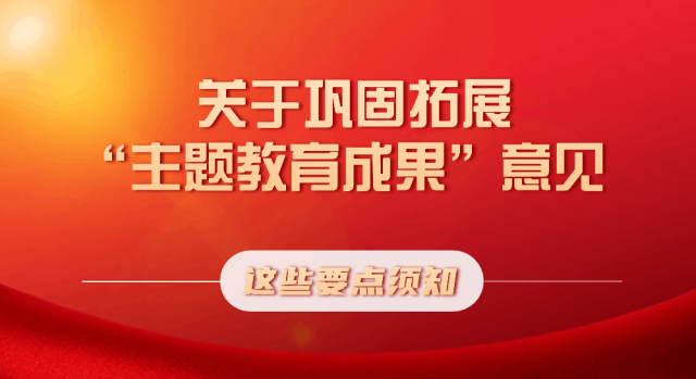 关于巩固拓展主题教育成果意见，这些要点须知！